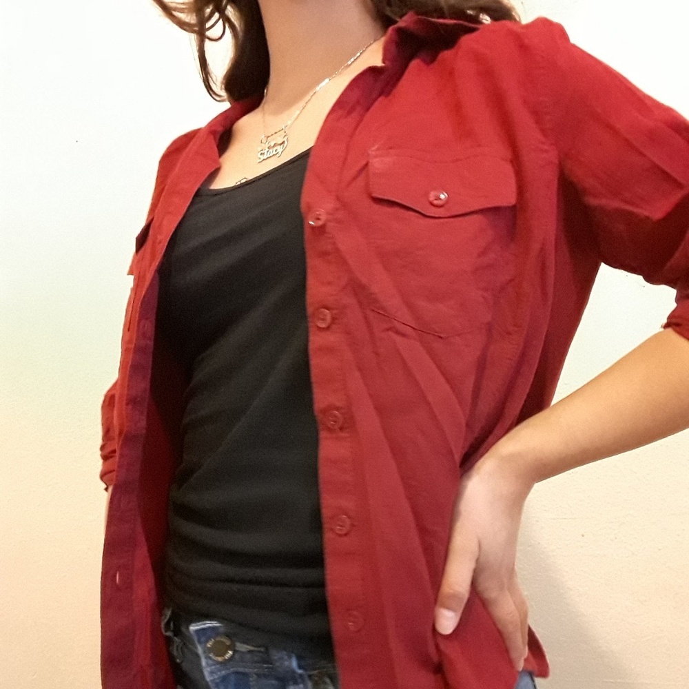 Red button up - Picture 2 of 3